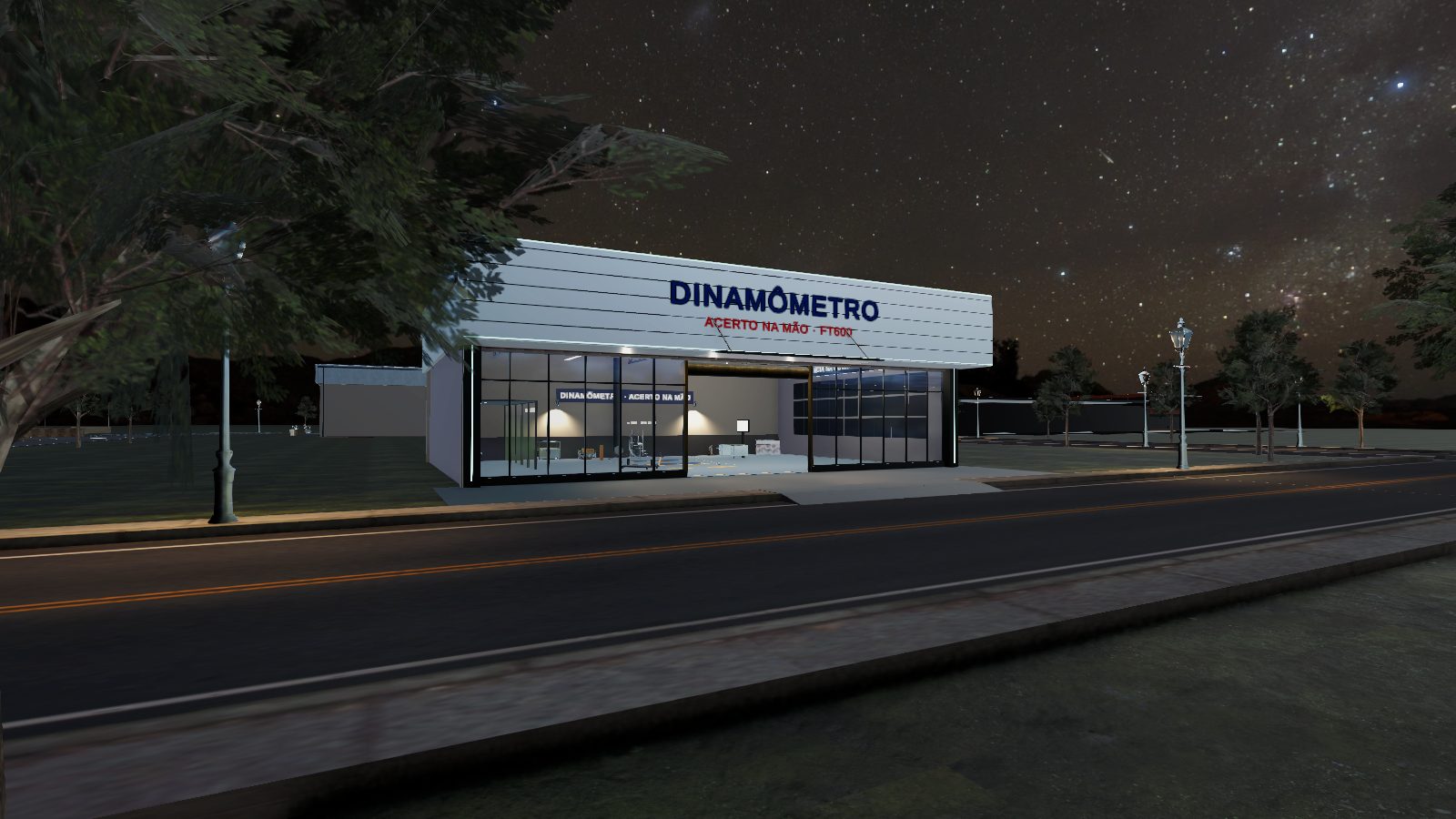 Fachada do Dinamômetro à noite